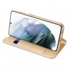 „Dux Ducis“ Skin serijos Samsung Galaxy S21 FE (Fan Edition) 5G auksinis odinis atverčiamas dėklas