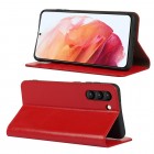 Samsung Galaxy S21 FE (Fan Edition) 5G Solidus raudonas odinis atverčiamas dėklas - knygutė