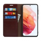 Samsung Galaxy S21 FE (Fan Edition) 5G Solidus tamsiai rudas odinis atverčiamas dėklas - knygutė