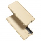 Dux Ducis Skin serijos Samsung Galaxy S21+ (G996B) auksinis odinis atverčiamas dėkla