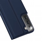 Dux Ducis Skin serijos Samsung Galaxy S21+ (G996B) mėlynas odinis atverčiamas dėkla