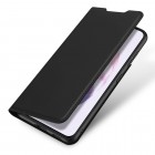 „Dux Ducis“ Skin serijos Samsung Galaxy S22 5G (SM-S901X) juodas odinis atverčiamas dėklas