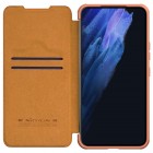 Samsung Galaxy S22 5G (SM-S901X) prabangus Nillkin Qin serijos rudas odinis atverčiamas dėklas - knygutė