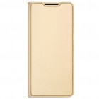 „Dux Ducis“ Skin serijos Samsung Galaxy S22+ 5G (SM-S906X) auksinis odinis atverčiamas dėklas