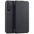 Dux Ducis Skin X serijos Samsung Galaxy S22+ 5G (SM-S906X) juodas odinis atverčiamas dėkla