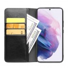 Samsung Galaxy S22+ 5G (SM-S906X) „QIALINO“ atverčiamas juodas odinis dėklas - knygutė