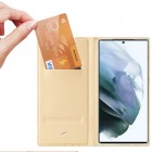 „Dux Ducis“ Skin serijos Samsung Galaxy S22 Ultra 5G (SM-S908X) auksinis odinis atverčiamas dėklas