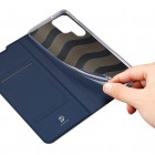 „Dux Ducis“ Skin serijos Samsung Galaxy S22 Ultra 5G (SM-S908X) mėlynas odinis atverčiamas dėklas