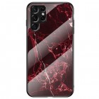 Samsung Galaxy S22 Ultra 5G (SM-S908X) „Marble“ kieto silikono TPU raudonas dėklas - nugarėlė
