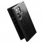Samsung Galaxy S22 Ultra 5G (SM-S908X) „QIALINO“ atverčiamas juodas odinis dėklas - knygutė
