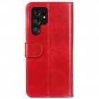Samsung Galaxy S22 Ultra 5G (SM-S908X) atverčiamas raudonas odinis dėklas - piniginė