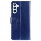 Samsung Galaxy S23 FE (Fan Edition) atverčiamas mėlynas odinis dėklas, knygutė - piniginė
