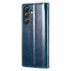 Samsung Galaxy S23 FE (Fan Edition) „CaseMe“ Leather solidus atverčiamas mėlynas odinis dėklas - knygutė
