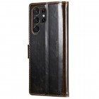 Samsung Galaxy S23 Ultra (SM-S918) „CaseMe“ Leather solidus atverčiamas rudas odinis dėklas - knygutė