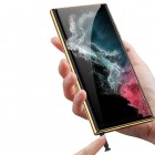 Samsung Galaxy S23 Ultra (SM-S918) GKK Luxury juodas dėklas - nugarėlė apvadai auksinės spalvos
