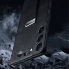 „Sulada“ Leather Kickstand Samsung Galaxy S24 Ultra (SM-S928) juodas odinis dėklas - nugarėlė
