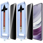 Samsung Galaxy S25+ (S24+) „Leyong“ Tempered Glass privatumo sustiprintos apsaugos juodas pilnai dengiantis apsauginis ekrano stiklas