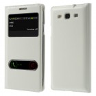 Samsung Galaxy S3 baltas odinis atverčiamas „Smart Window“ dėklas su langeliu
