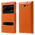 Samsung Galaxy S3 view window atverčiamas oranžinis dėklas