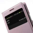 Samsung Galaxy S3 šviesiai rožinis odinis atverčiamas „Smart Window“ dėklas su langeliu