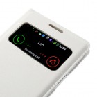 Samsung Galaxy S4 baltas odinis atverčiamas „Smart Window“ dėklas su langeliu