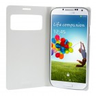 Samsung Galaxy S4 baltas odinis atverčiamas „Smart Window“ dėklas su langeliu