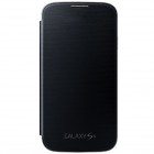 Samsung Galaxy S4 (i9500) juodas odinis atverčiamas Flip Wallet dėklas - piniginė