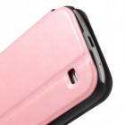 Samsung Galaxy S4 mini i9195 S View atverčiamas rožinis odinis dėklas