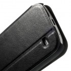 Samsung Galaxy S4 mini i9195 S View atverčiamas juodas odinis dėklas