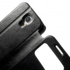 Samsung Galaxy S4 mini i9195 S View atverčiamas juodas odinis dėklas