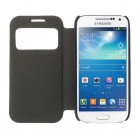 Samsung Galaxy S4 mini i9195 S View atverčiamas juodas odinis dėklas