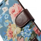 Atverčiamas Samsung Galaxy S5 (S5 Neo) rožių spalvotas dėklas (piniginė) - mėlynas