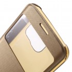 Samsung Galaxy S6 Edge (G925) View Window atverčiamas auksinis dėklas