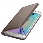 Samsung Galaxy S6 Edge G925 originalus Flip Wallet atverčiamas auksinis odinis dėklas - piniginė