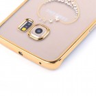 Samsung Galaxy S6 Edge (G925) Kingxbar Crystal Love Swarovski plastikinis skaidrus permatomas auksinis dėklas su kristalais
