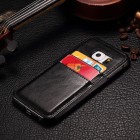 „Luxury“ Leather Samsung Galaxy S6 Edge+ (G928) juodas odinis dėklas - nugarėlė su kišenėle kortelėms