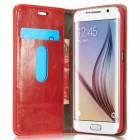 Samsung Galaxy S6 Edge+ Plus (G928) „CaseMe“ solidus atverčiamas raudonas odinis dėklas - knygutė