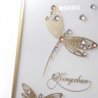 Samsung Galaxy S6 Edge+ (G928) Kingxbar Crystal Icon Pro Dragonfly Swarovski plastikinis skaidrus permatomas auksinis dėklas su kristalais