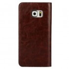 Samsung Galaxy S6 Edge+ (G928) „Faux Leather“ atverčiamas tamsiai rudas odinis dėklas - knygutė