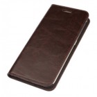 Samsung Galaxy S6 Edge (G925) „Faux Leather“ atverčiamas tamsiai rudas odinis dėklas - knygutė