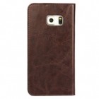 Samsung Galaxy S6 Edge (G925) „Faux Leather“ atverčiamas tamsiai rudas odinis dėklas - knygutė