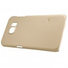 Samsung Galaxy S6 (G920) Nillkin Frosted Shield auksinis plastikinis dėklas + apsauginė ekrano plėvelė