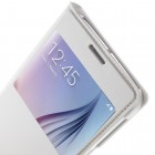Samsung Galaxy S6 (G920) baltas odinis atverčiamas dėklas su langeliu