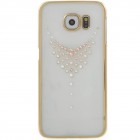 Samsung Galaxy S6 (G9200) Kingxbar Crystal Icon Pro Necklace Swarovski plastikinis skaidrus permatomas auksinis dėklas su kristalais