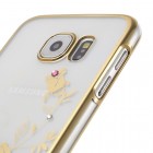 Samsung Galaxy S6 (G920) Kingxbar Crystal Icon Pro Rose Swarovski plastikinis skaidrus permatomas auksinis dėklas su kristalais
