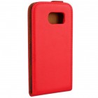 Samsung Galaxy S6 (G920) klasikinis vertikaliai atverčiamas raudonas odinis dėklas