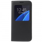 Samsung Galaxy Samsung Galaxy S7 (G930) juodas odinis atverčiamas dėklas su langeliu