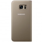 Samsung Galaxy S7 Edge (G935) originalus Flip Wallet Cover atverčiamas auksinis odinis dėklas - piniginė