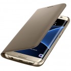 Samsung Galaxy S7 Edge (G935) originalus Flip Wallet Cover atverčiamas auksinis odinis dėklas - piniginė