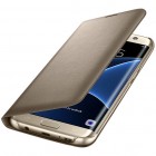 Samsung Galaxy S7 Edge (G935) originalus Led View Cover atverčiamas auksinis odinis dėklas - piniginė